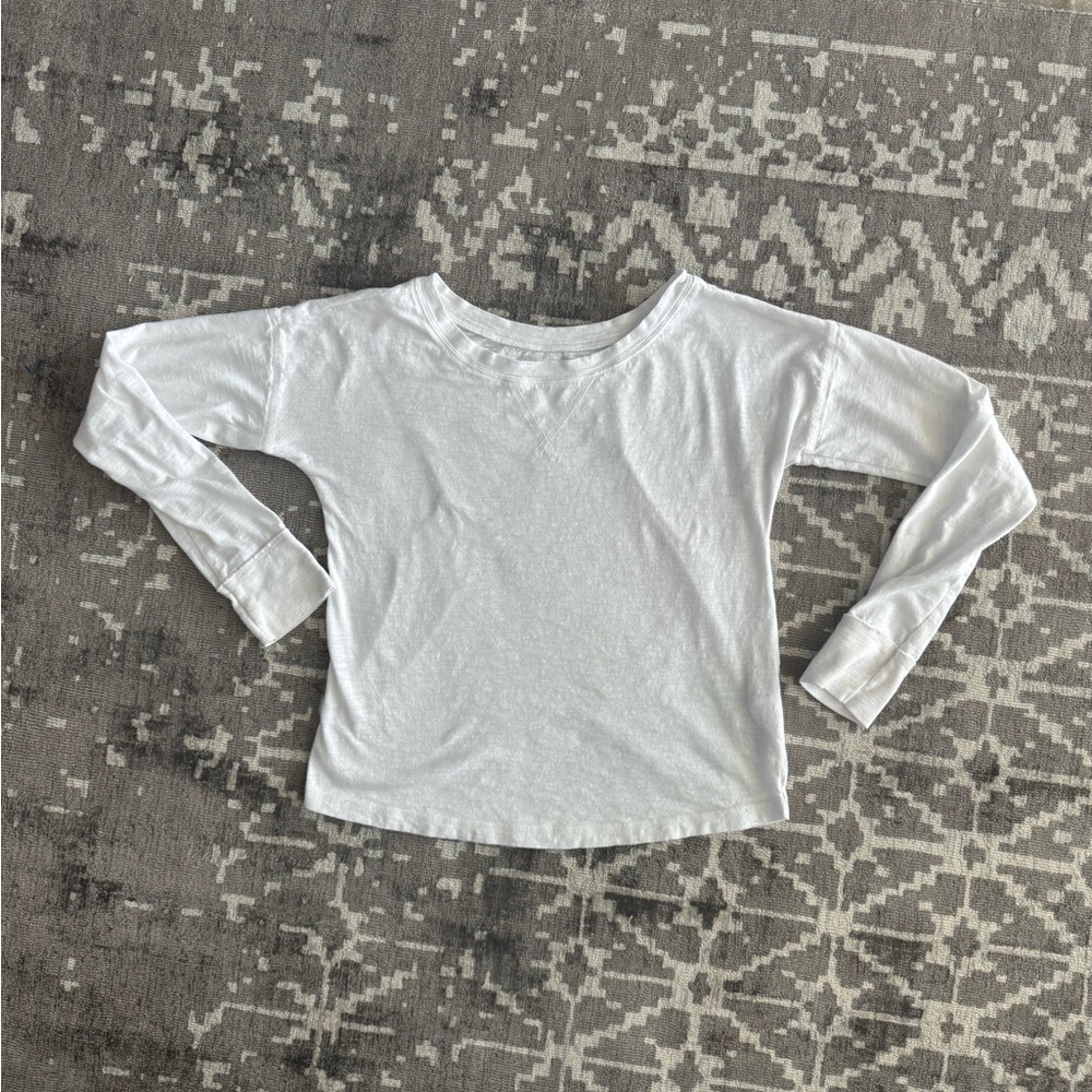 Abercrombie & Fitch Soft AF White Long Sleeve Tee XS Curved Hem
